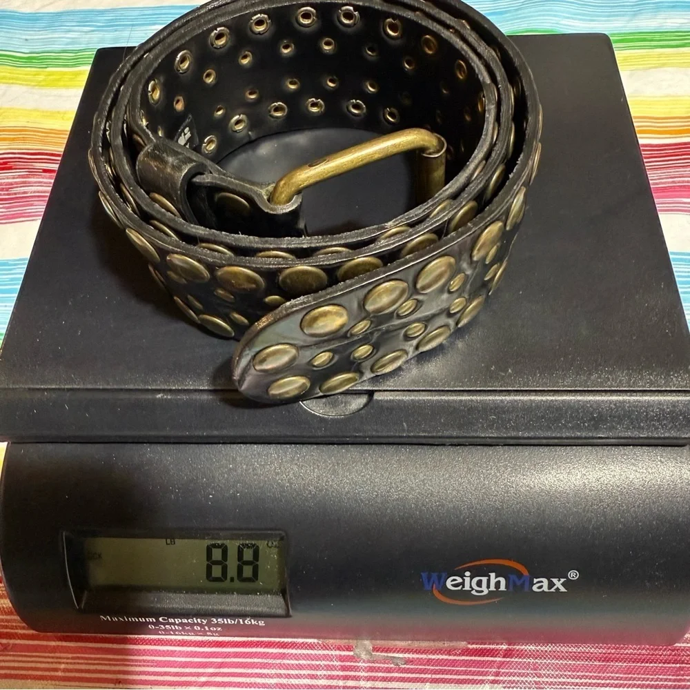 NANNI Brown Studded Leather Belt Made in Italy Sz 84/34. 39” - Picture 13 of 13